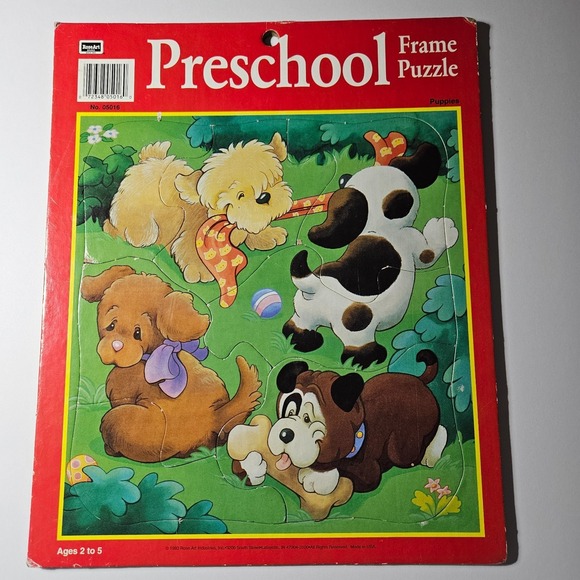 Roseart Other - Vintage Puzzle Puzzle Frame Tray Board Preschool 1993 7 Piece Cardboard‎